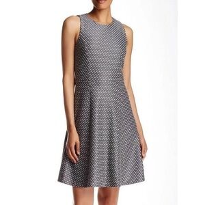 Theory Trekana Dress Womens 00 Grey Multi Circuit Knit Sleeveless Timeless Mod
